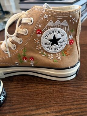Brand New Converse High Tops With Custom Embroidery - Size 9.5W